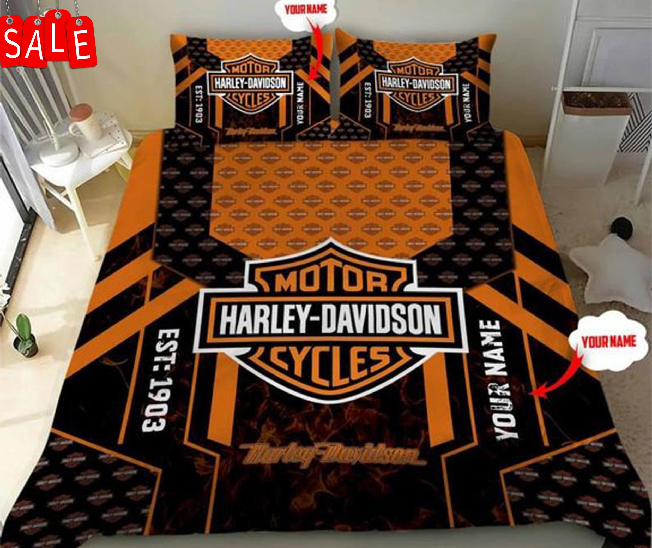 Harley Davidson Bedding Set The vintage bedding setAmerican Etsy