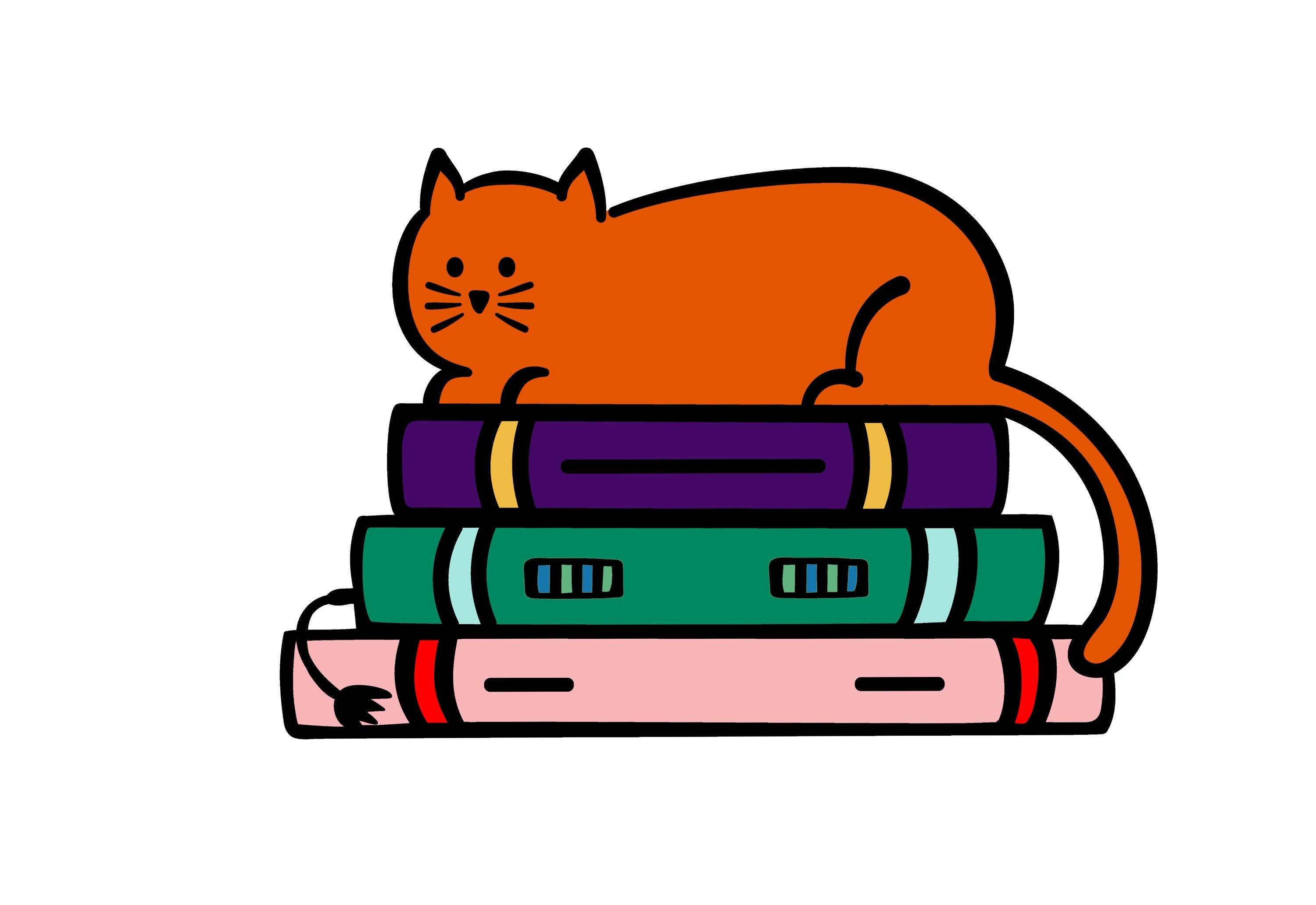 Orange cat on books sticker hydro flask vinyl cat person | Etsy