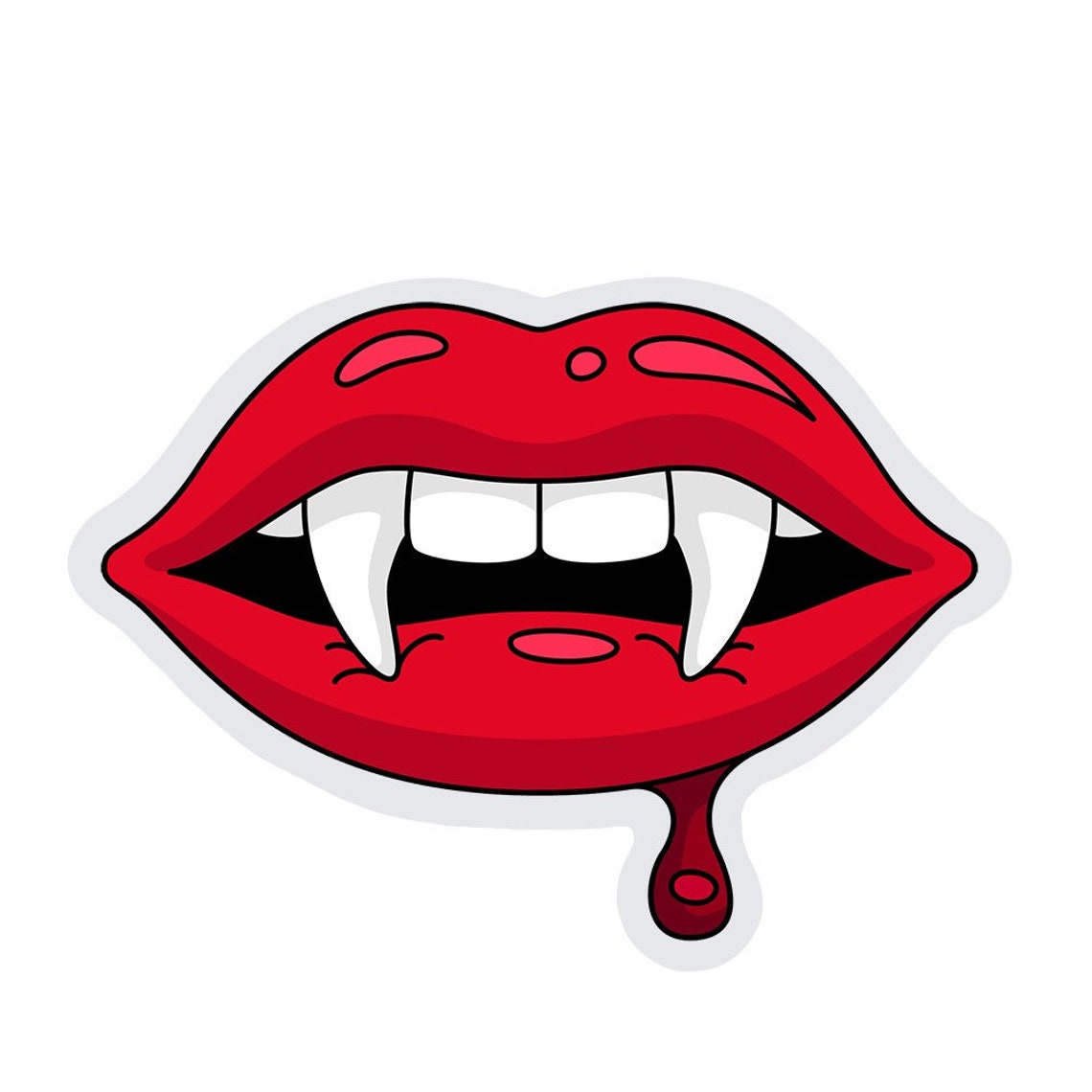 Vampire lips sticker vinyl blood red twilight teeth | Etsy