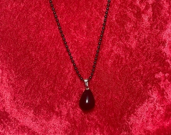 Black Obsidian Pendant on black ball chain