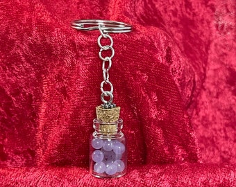 Purple Quartz In A Jar Keychain