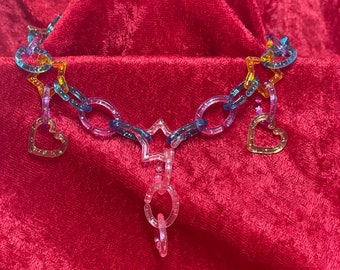 Plastic charm Kandi choker necklace.