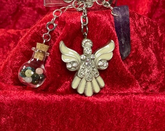 Angel ID Holder with Amethyst, quartz, and imperial jasper.