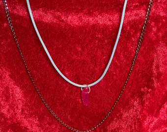 Pegasus charm and pink quartz like necklace