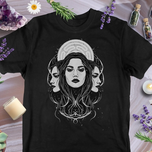 Hekate Ancient Greece Moon Goddess shirt, Hecate Greek Mythology black Witchcore T-shirt.