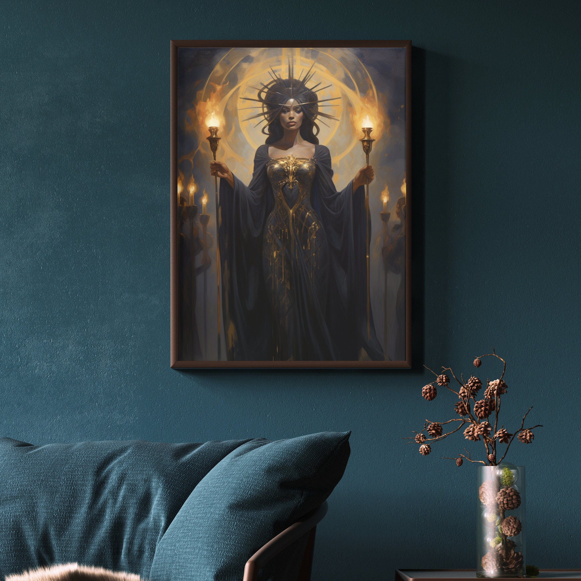 Triple Moon Goddess Hekate Printable AI Art for Alter, Greek Goddess of ...