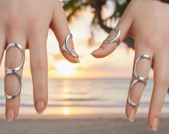 Geometric Silver Statement Ring | Adjustable Modern Jewelry