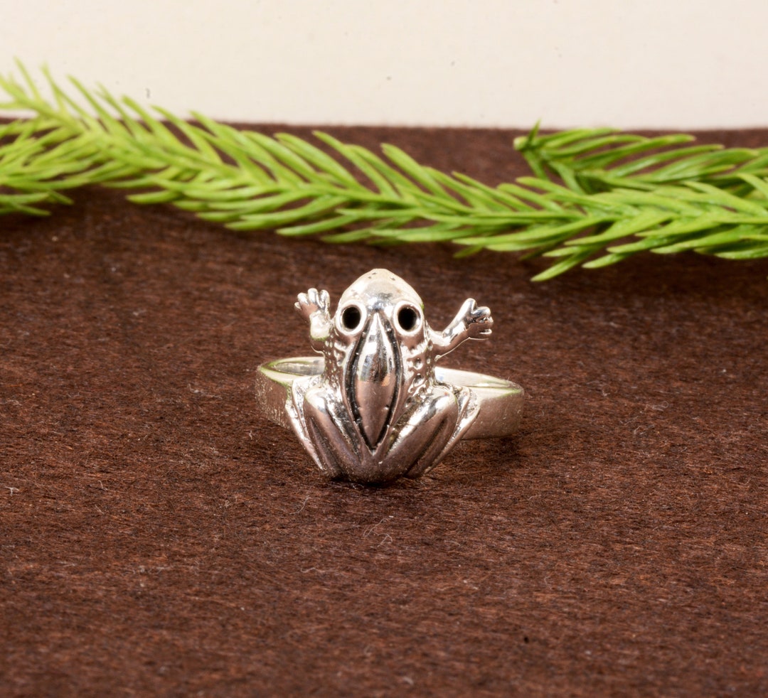 Frog Ringer Silver Frog Ring, Adjustable Animal Ring - Etsy