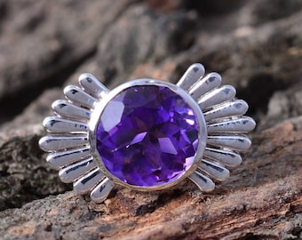 Amethyst 925 Sterling Silver Ring - Artisan Gemstone Jewelry