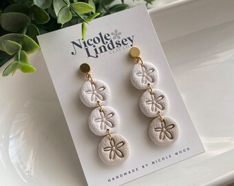 Sand Dollar Earrings | Handmade Polymer Clay
