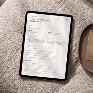 Plantilla minimalista de SOP en Canva, Procedimiento Operativo Estándar, Manual de Operaciones Comerciales editable, Guía de Procesos (tamaño Carta y A4 de EE. UU.)