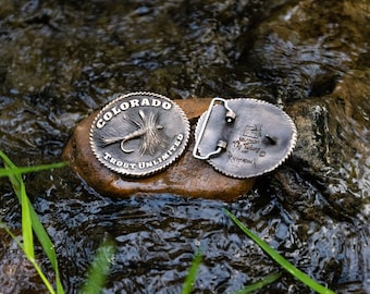 Colorado Trout Unlimited Bronze Adams Dry Fly Belt Buckle