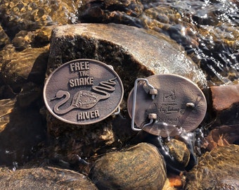 Free The Snake River Bronze Belt Buckle