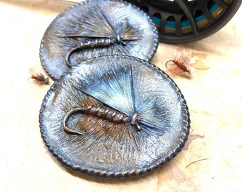 Hebilla de cinturón caddis de pelo de alce de bronce