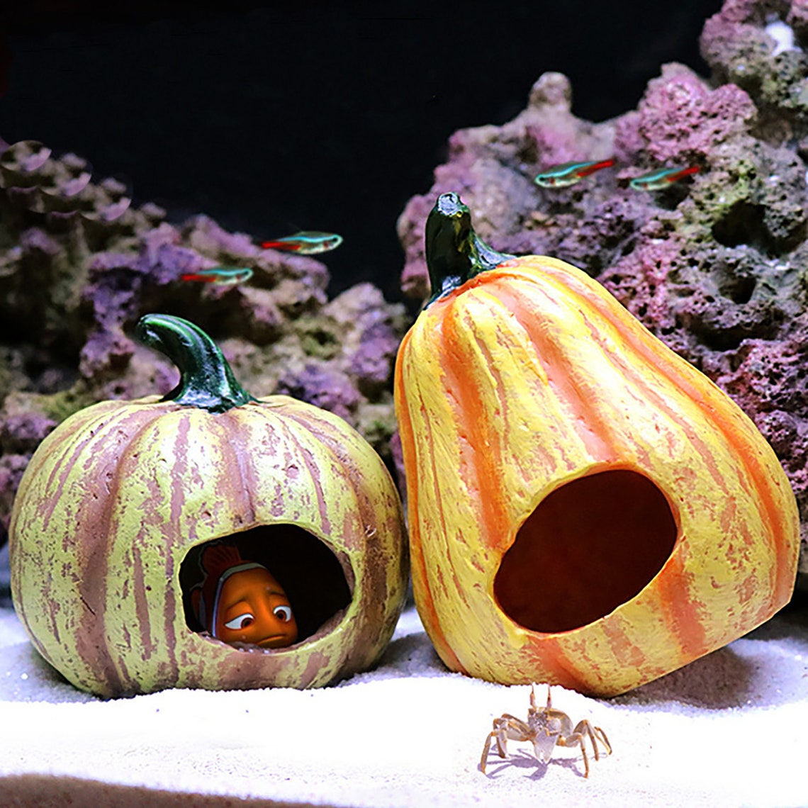 Pumpkin Shelter Fish Tank Landscaping Decorations Aquarium Etsy