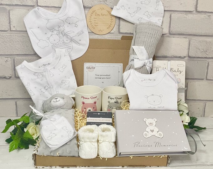 Teddy Bear Baby Gift Hamper | Unisex Newborn Shower Present - Etsy UK