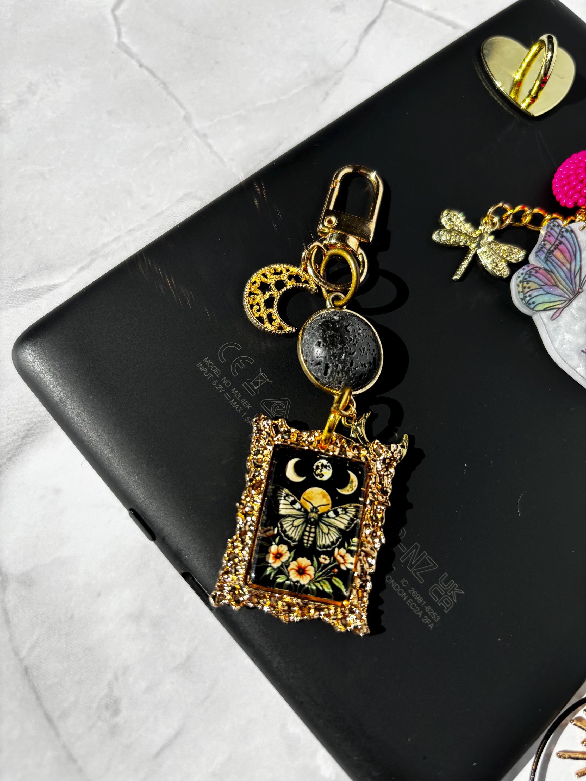 Handmade E-reader Charms, Celestial Moon, Butterfly Face, Crystal ...