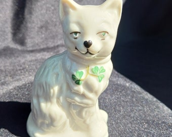 Vintage Belleek Irish Porcelain Quizzical Cat Figurine - Etsy
