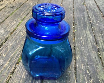 Crownford Giftware Glass Jar Canister Cobalt Blue Small 6