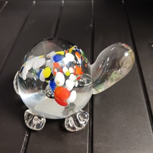 Vintage Murano Art Glass &quot;Confetti Sea Turtle&quot; Paperweight