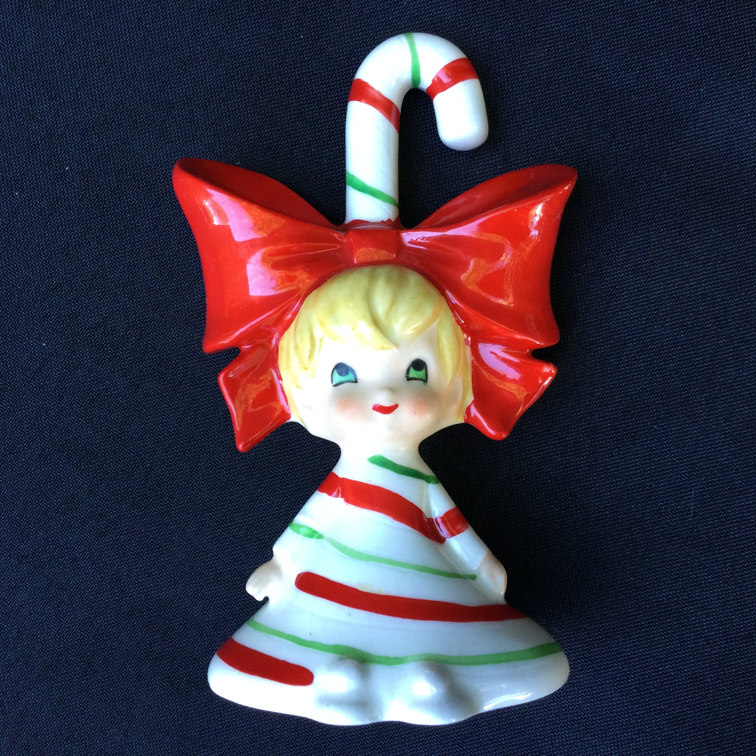 Vintage Lefton Candy Cane Elfkin Pixie Girl Bellbell Etsy