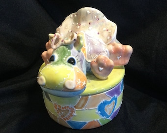 Vintage Original  House Hippo Ceramic Trinket Box