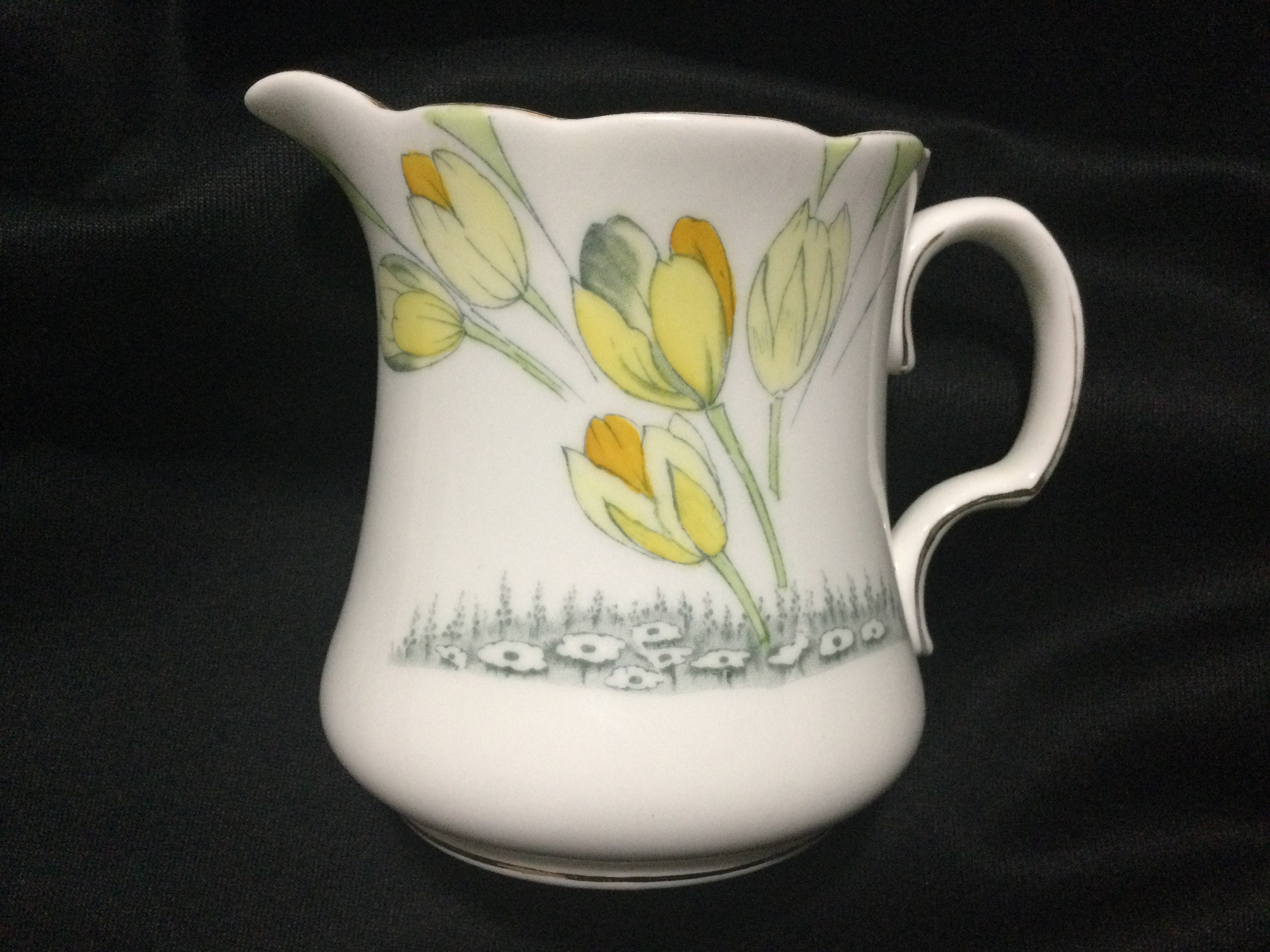 Vintage Fenton Bone China Creamer tulips Etsy