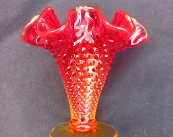 Vintage Fenton 4" Amberina Art Glass Hobnail Bud Vase