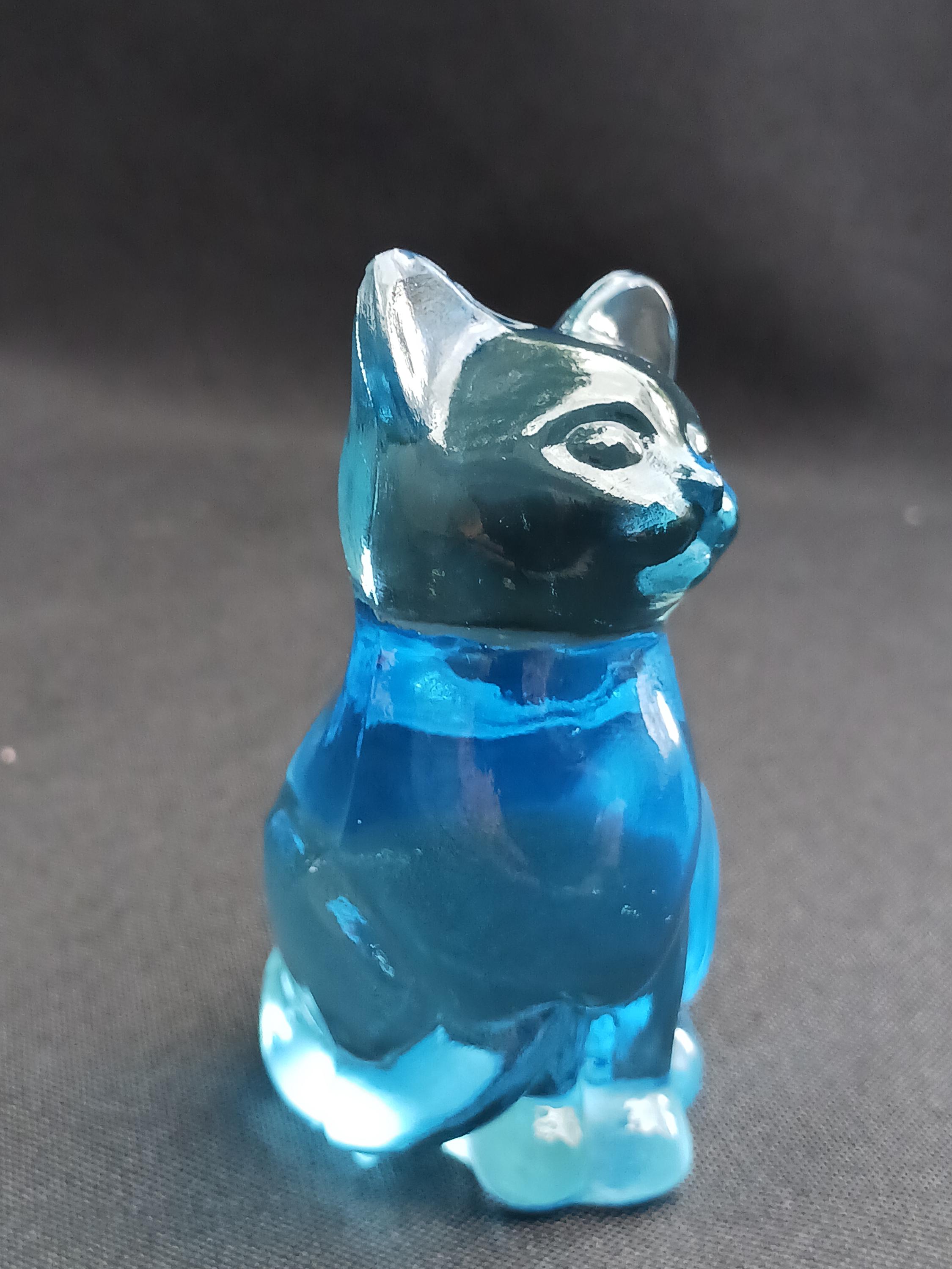 FENTON 花柄 CAT キャット 猫 フェントン ブルーガラス 置物 フェントン/Fenton の美しいアートガラス 猫☆ネコ | PLANETARIUM