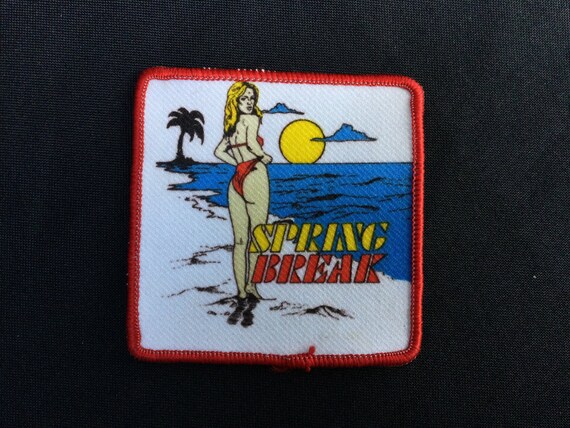 Vintage Spring Break Beach Bikini Girl Embroidere… - image 1