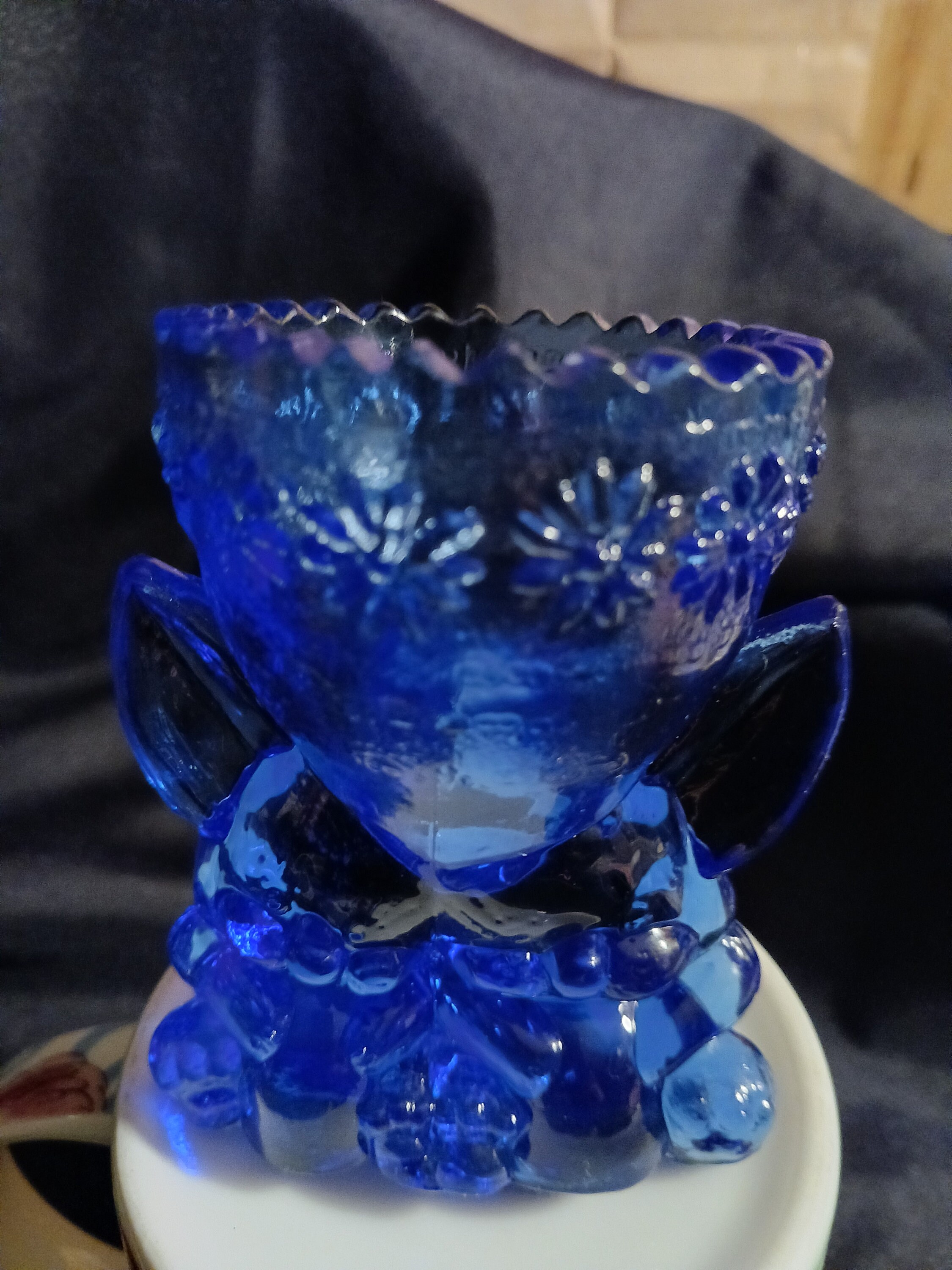 Vintage 3h Cobalt Blue Glass Double Bunny Egg Cup Etsy