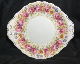 Vintage Royal Albert "Serena" Bone China Handled Cake Plate