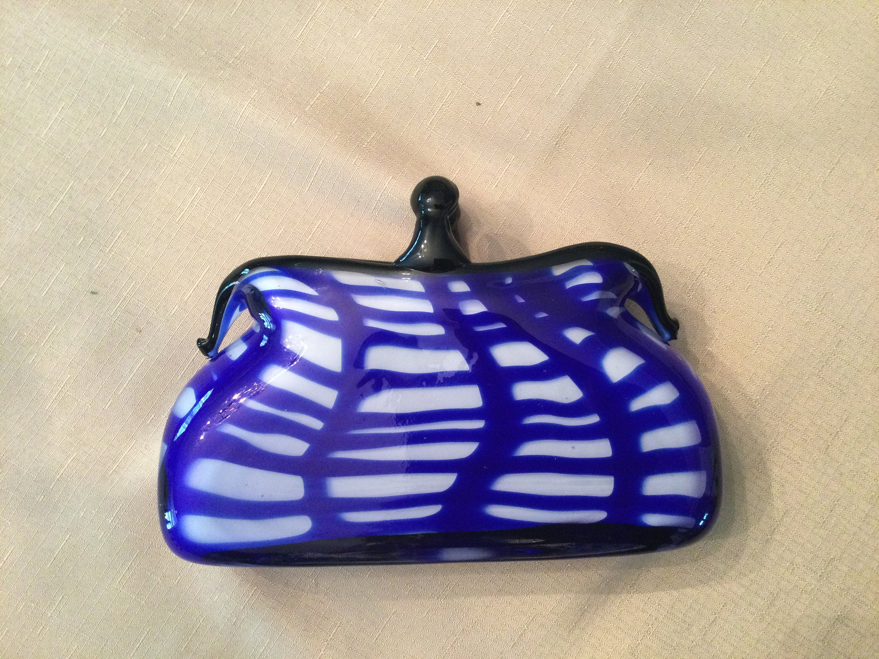 Vintage Cobalt Blue Hand Blown Glass Strapless Purse Vase Etsy