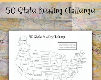 books and journals 50 State Reading Challenge Tracker ~ Book Tracker ~ Reading Planner ~ Reading Journal