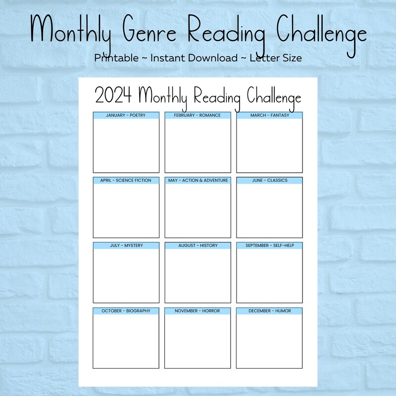 Genre Reading Challenges Etsy