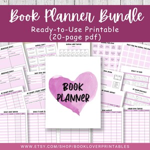 Pink Book Planner Bundle Printable - Reading Journal Pages - Book Log Templates - Reading Tracker Inserts - Book Lover Organizer Set