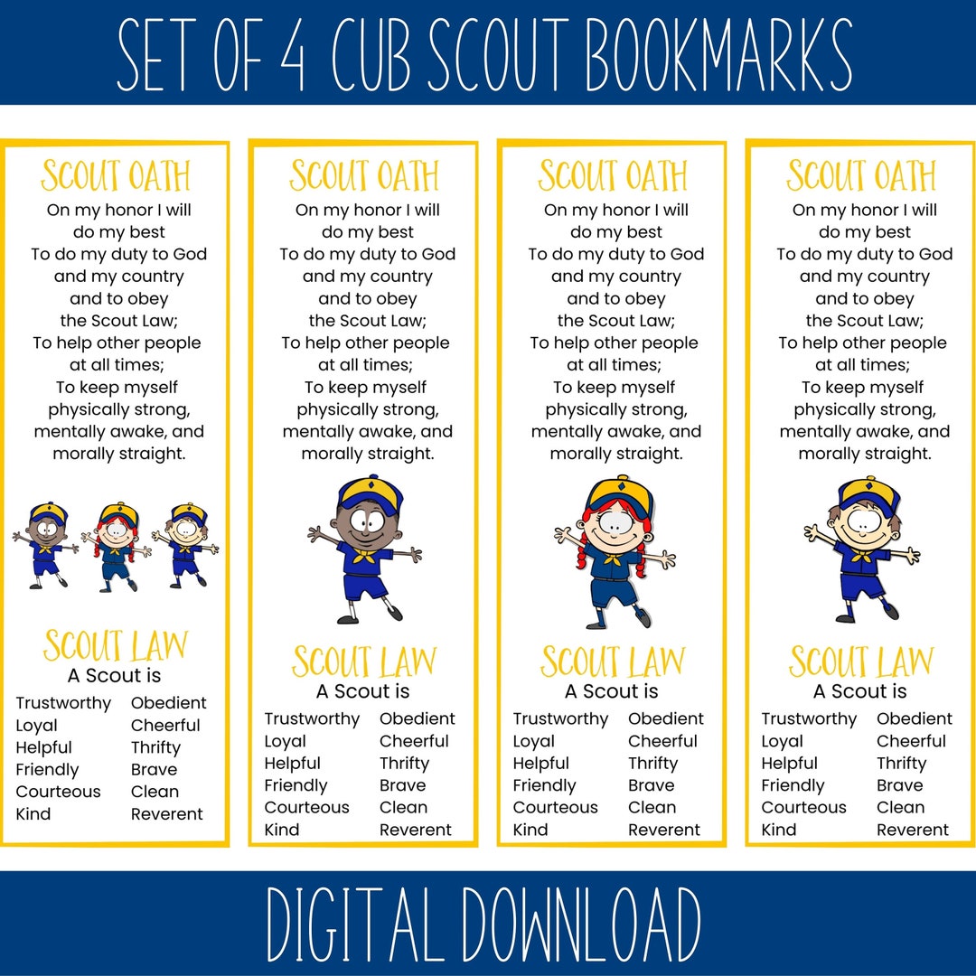 Cub Scout Bookmarks With Scout Oath & Scout Law Set of 4 - Etsy Hong Kong