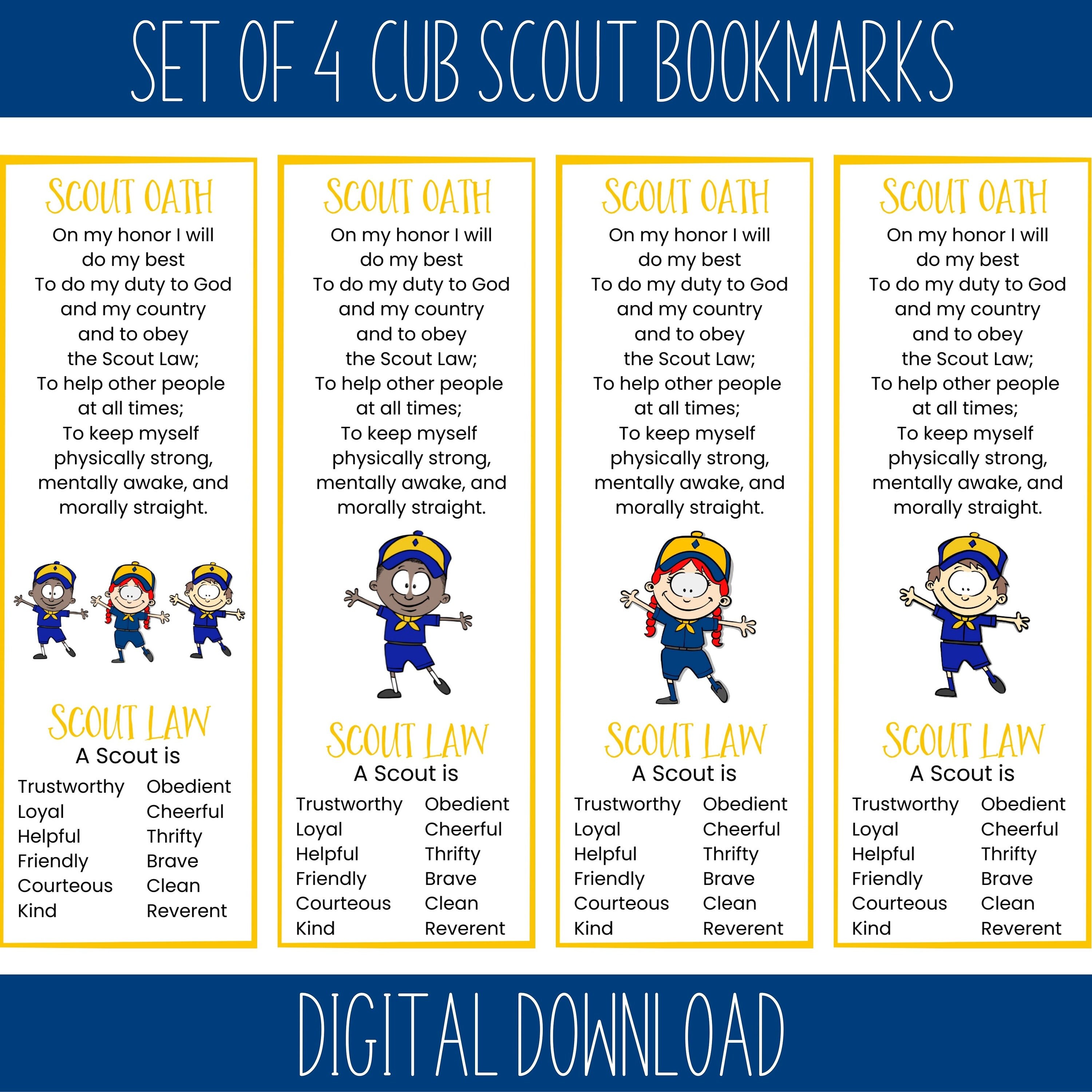 Cub Scout Bookmarks With Scout Oath & Scout Law Set of 4 - Etsy Ireland
