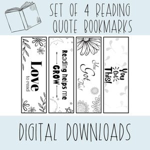 Black And White Printable Bookmarks, Minimalist Reading Page Markers, Minimalist Motivational Quote Book Accessories, Book Lover Gift