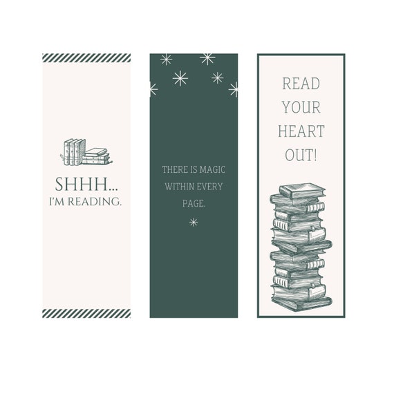 Reading Quote Bookmarks Set Of 6 Digital Download Printable.