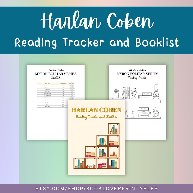 Book Log Reader Harlan Coben Reading Tracker Printable – Mystery Booklist Log – Reader ...