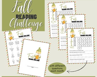 Fall Reading Challenge | Reading Progress Tracker | Reading Journal Printable | Planner for Readings | Book Tracker for Kids and Adults