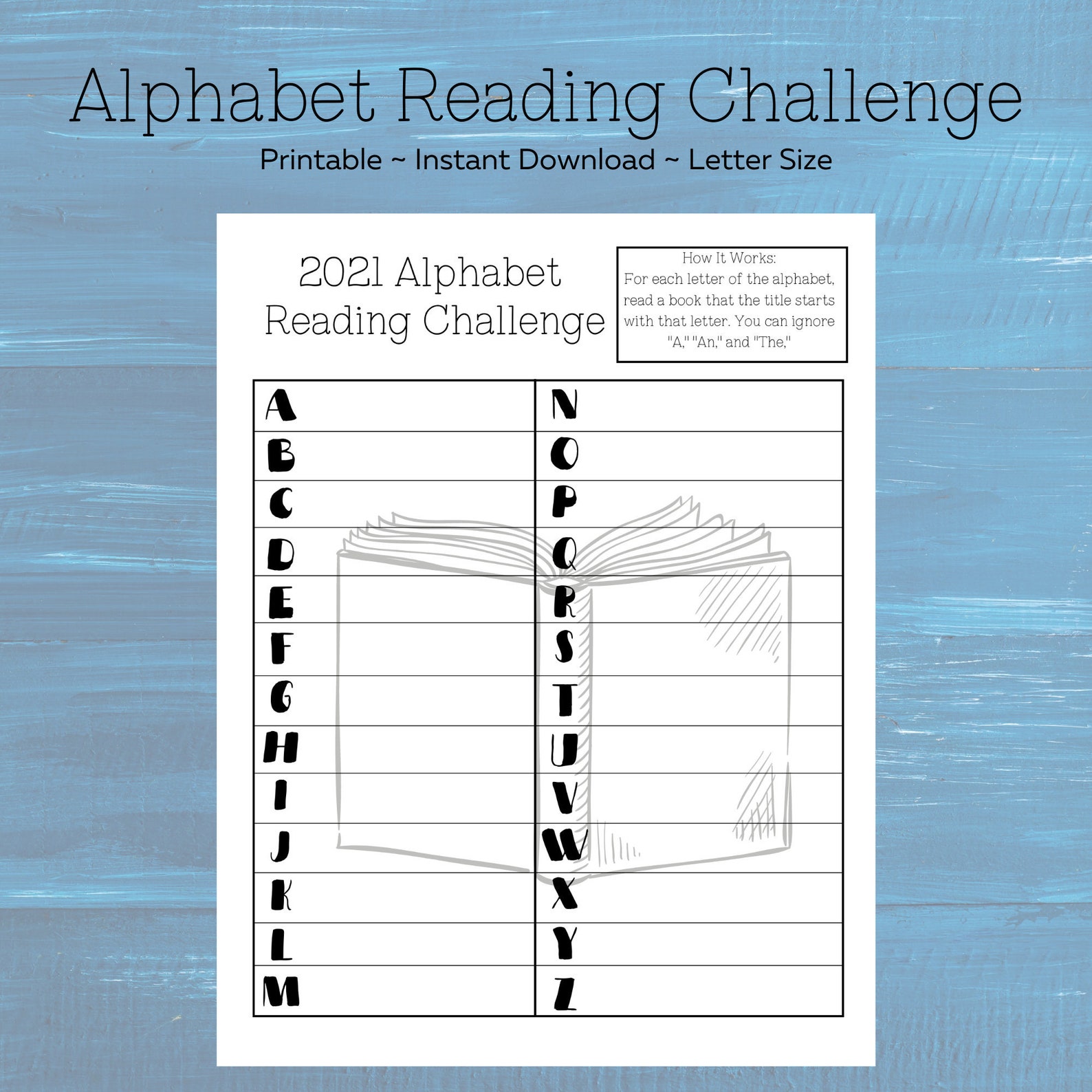 2021 Alphabet Reading Challenge Tracker Book Tracker Etsy 2021 Alphabet Reading Challenge Tracker Book Tracker Etsy