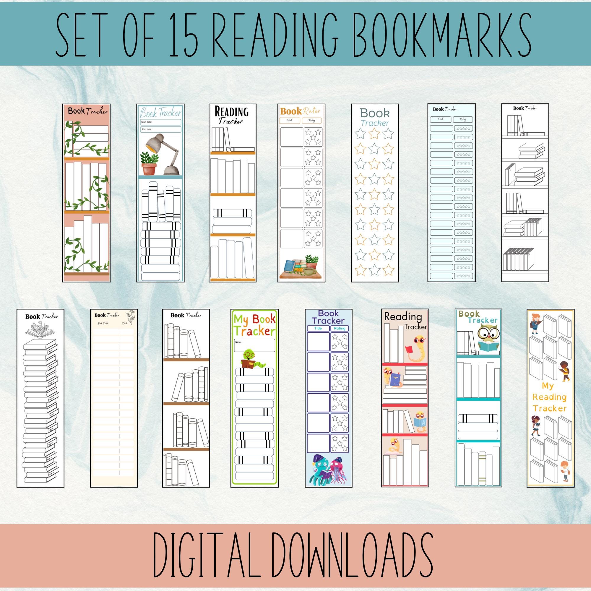 Reading Tracker Bookmarks Printable - Reading Log Bookmark Set ...