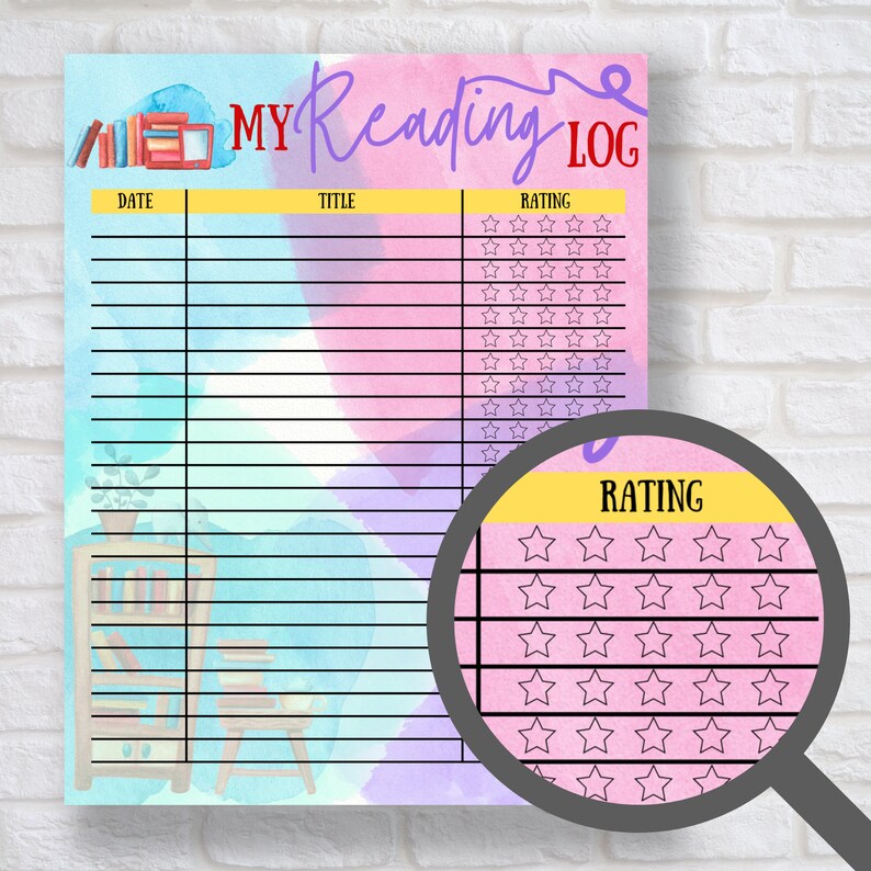 Reading Log Printable Book Tracker Reading Record for Bookworms Track