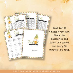 Autumn reading log printable, fall book tracker worksheet, cozy reading challenge planner, seasonal reading journal pages, reading progress tracker printable, book tracking planner sheet, autumn reader printable, cozy book tracking journal, reading habit log printable, fall reading planner
