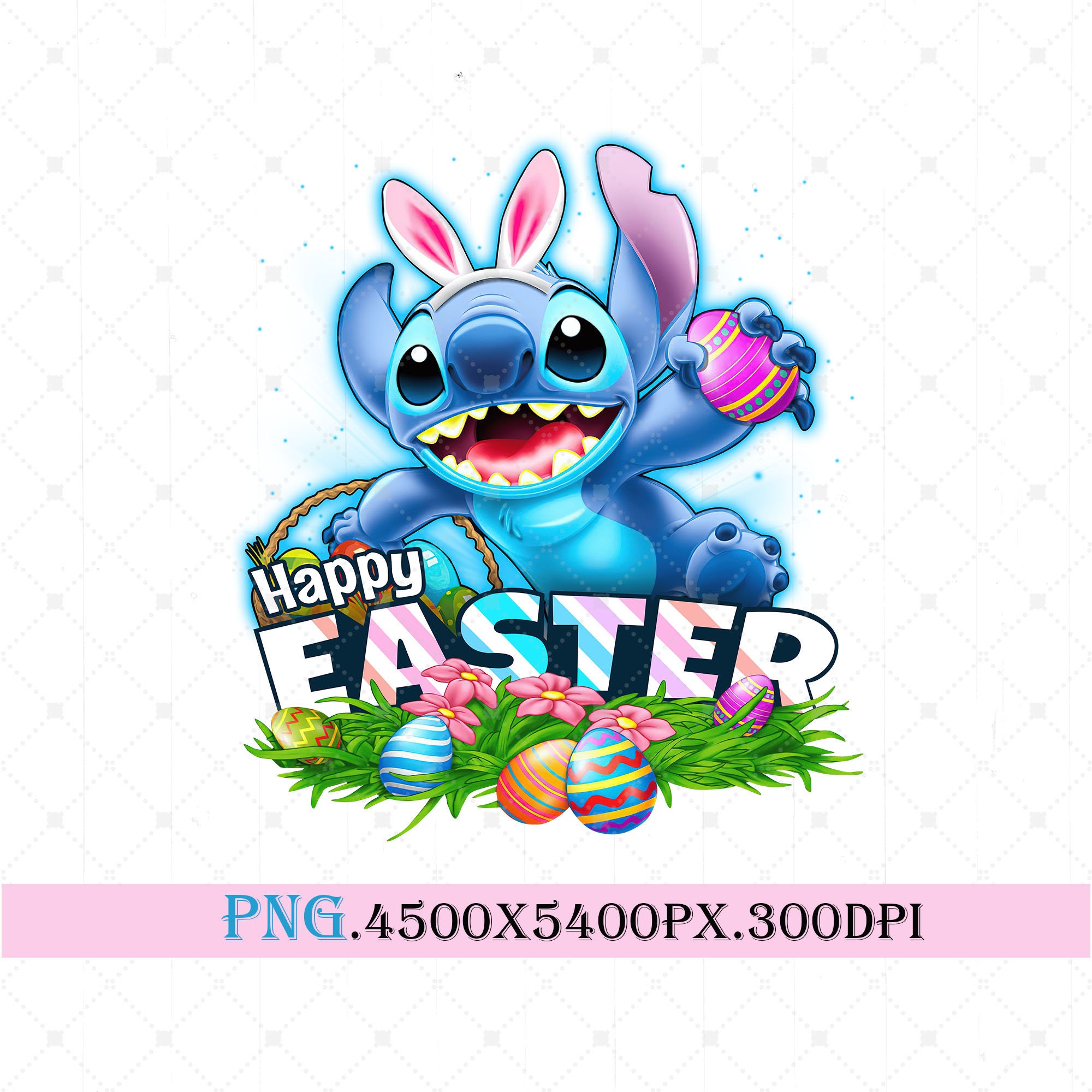 Stitch Happy Easter PNG Bunny Easter Egg Stitch Easter PNG | Etsy