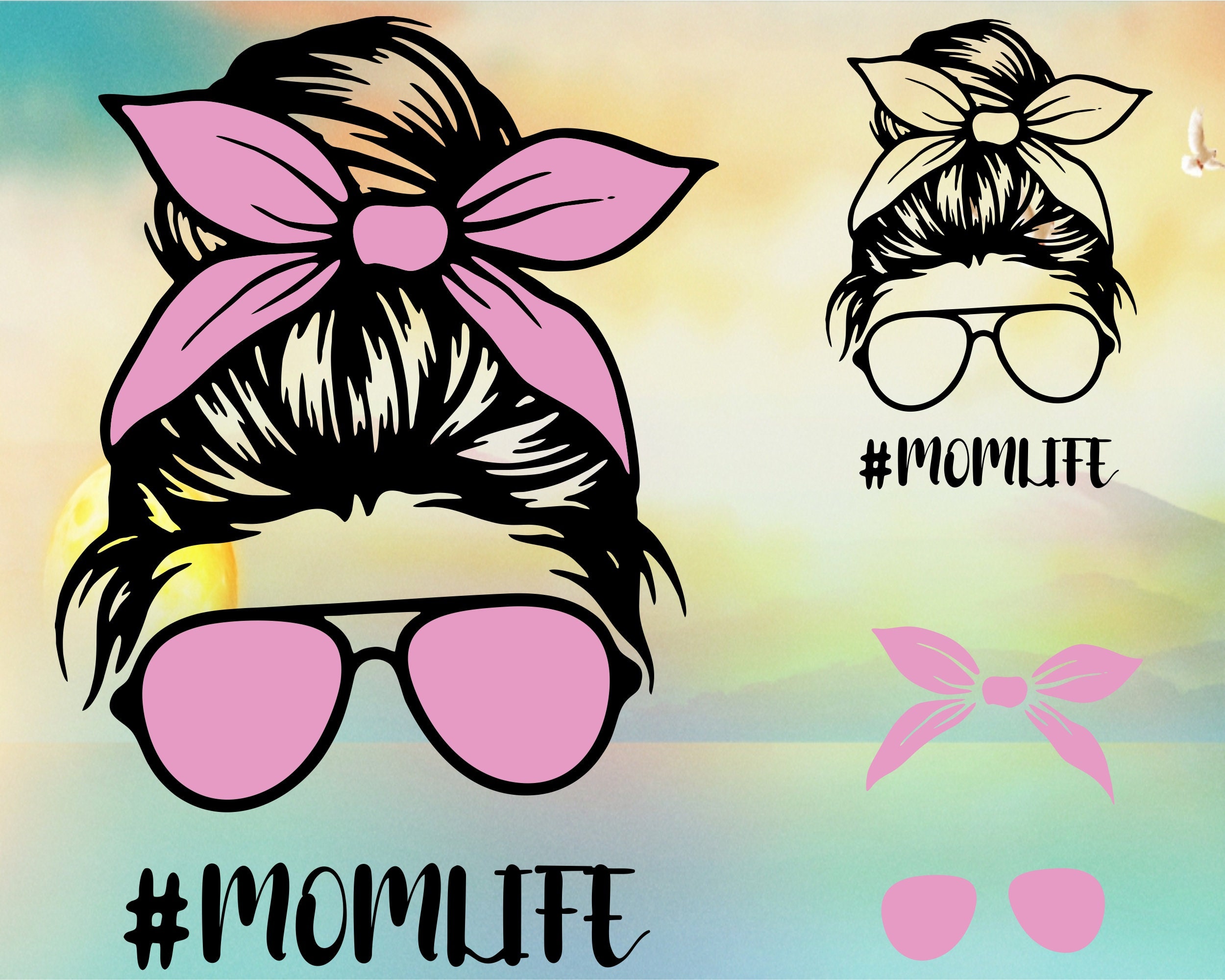 Download Layered Mom Skull Svg Messy Bun Svg Skull Svg Mom life Svg | Etsy
