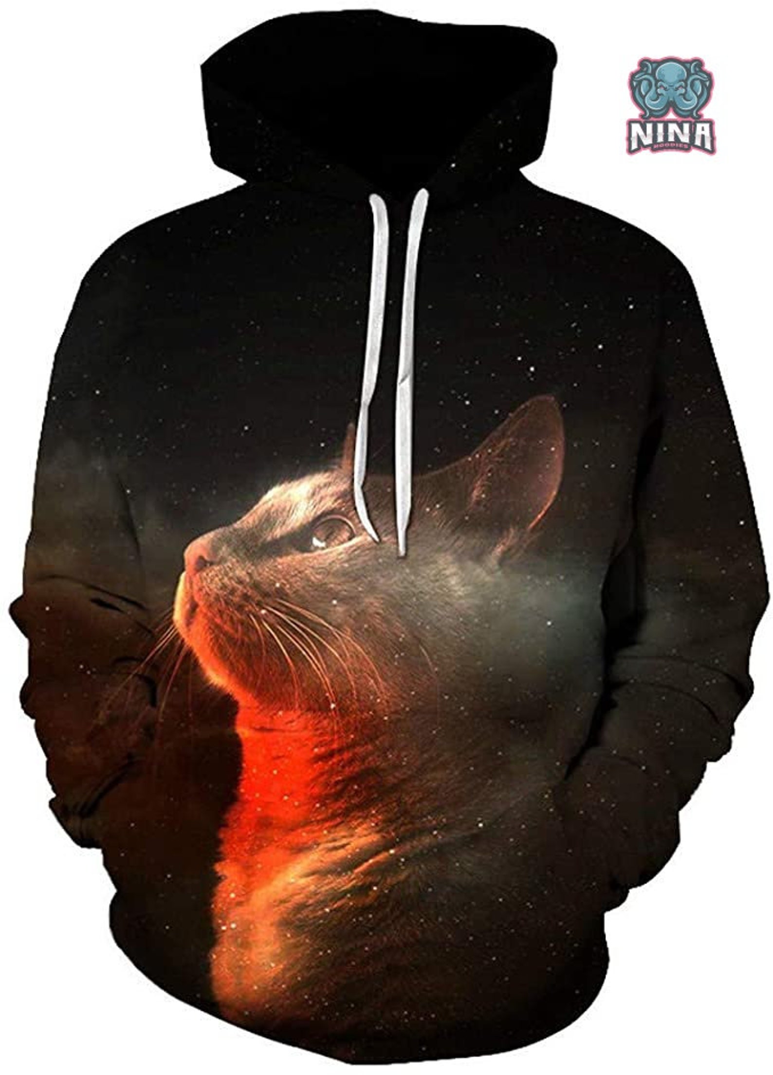 Beautiful Space Cat Hoodie 3d Men's Hoodie 3d Cat Printing | Etsy