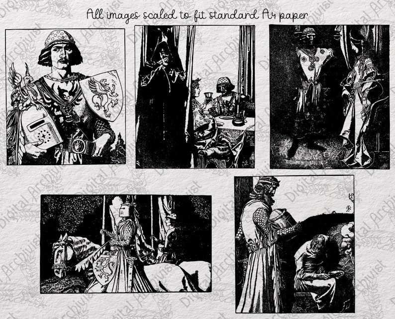 Arthurian Tales Clipart Set 04 ~ Antique, PNG, SVG, Illustration ...